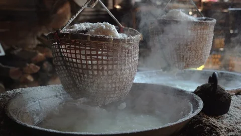 Ancient salt making from underground water Video stock 113519455