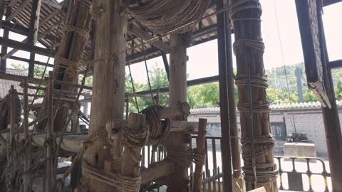 Ancient Salt Mining Machinery At Zigong Salt Industry Museum Stock Footage 333725677