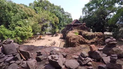 Ancient Sanctuary on the Mountain, Stacking Stones, Vat Phou Temple, Laos Stock Footage 279090995