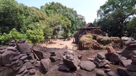 Ancient Sanctuary on the Mountain, Stacking Stones, Vat Phou Temple, Laos 스톡 동영상 279091140