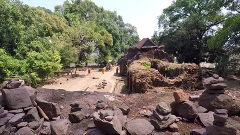 Ancient Sanctuary on the Mountain, Stacking Stones, Vat Phou Temple, Laos Stock Footage 279091971