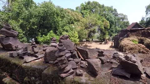 Ancient Sanctuary on the Mountain, Stacking Stones, Vat Phou Temple, Laos Stock Footage 279092147