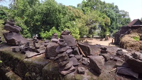 Ancient Sanctuary on the Mountain, Stacking Stones, Vat Phou Temple, Laos Stock Footage 279092238