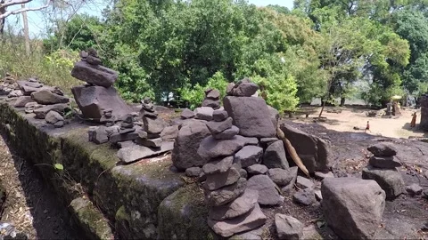 Ancient Sanctuary on the Mountain, Stacking Stones, Vat Phou Temple, Laos Stock Footage 279092838