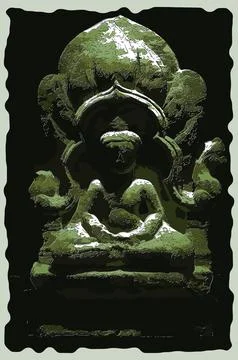 Ancient sandstone Buddha statue Stock Illustration