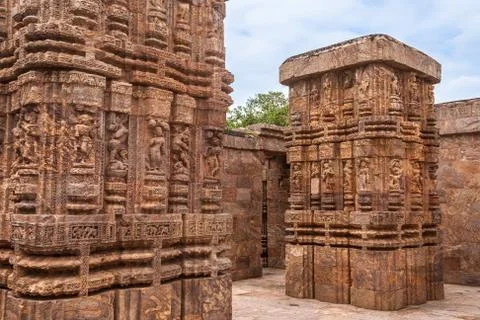 Ancient Sandstone Columns Stock Photos