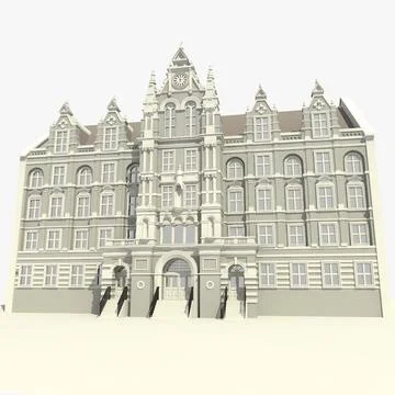 Ancient School and Office Building 3D Model