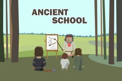 Ancient School in Forest Stock Illustration