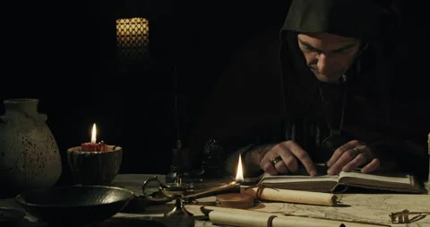 Ancient scribe reading and writing Stock Footage 144170041