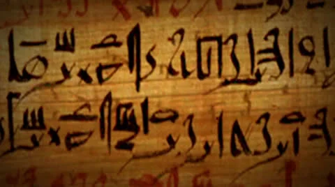 Ancient Script Language Written on Papyrus Scroll Paper Stock-Footage 24614228