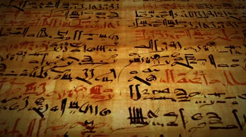 Ancient Script Language Written on Papyrus Scroll Paper Stock Footage