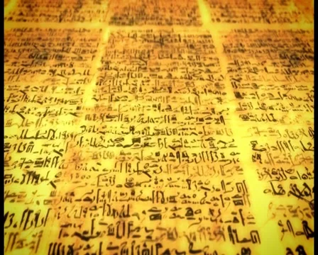 Ancient script, old scroll with unknown letters, pan fly over Stock Footage 29059620