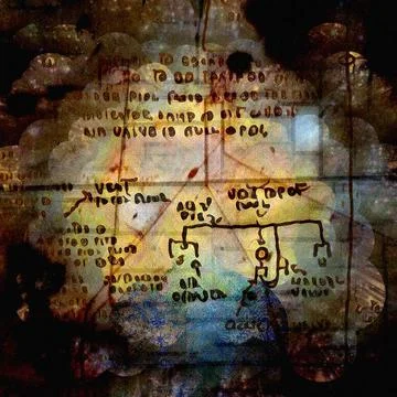 Ancient scripts Surreal composition. Ancient script on the background Copy... Stock Photos