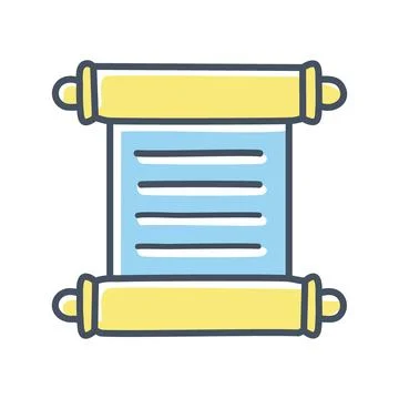 Ancient scroll icon. Hand drawn icon illustration of a rolled up scroll wit.. Stock Illustration