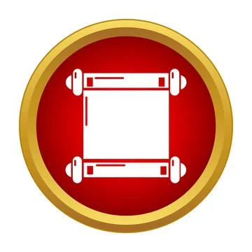 Ancient scroll manuscript icon on red background Stock Illustration