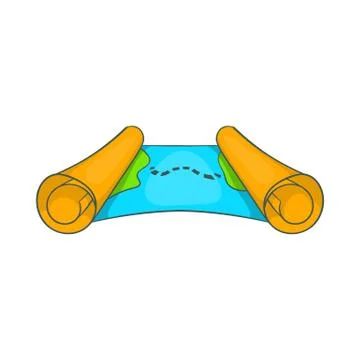 Ancient scroll map icon, cartoon style Illustrazione stock