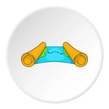 Ancient scroll map icon, cartoon style Illustrazione stock