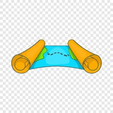 Ancient scroll map icon, cartoon style Illustrazione stock