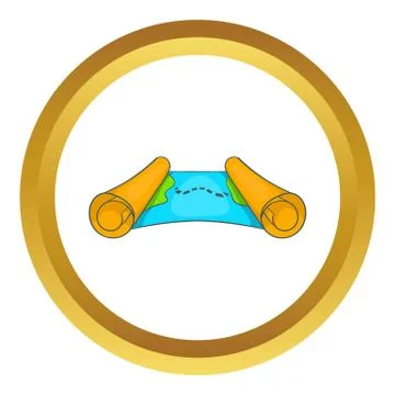 Ancient scroll map icon Illustrazione stock