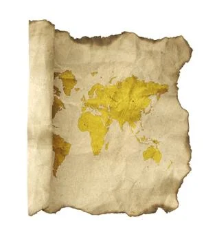 Ancient scroll map, isolated on a white background Stock Photos