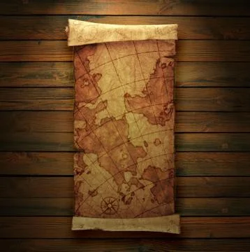 Ancient scroll map Stockfoto's