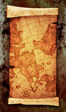 Ancient scroll map Stockfoto's