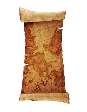 Ancient scroll map Stockfoto's
