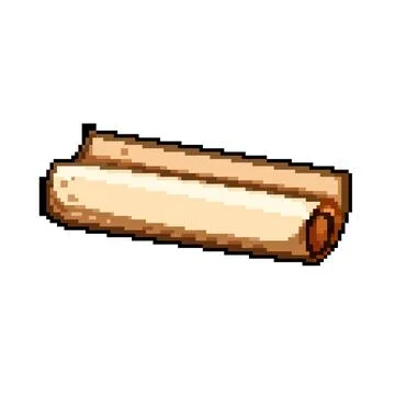 Ancient scroll papyrus pixel art vector illustration Stock Illustration