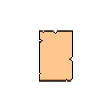 Ancient scroll, pixel empty parchment with torn edges and black outline. 8-bit Stock Illustration