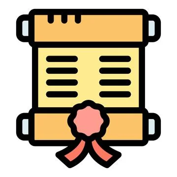 Ancient scroll with red ribbon and seal representing official document Stock Illustration