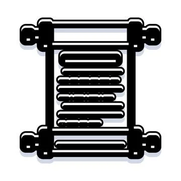 Ancient scroll revealing old parchment document icon Stock Illustration