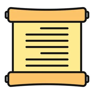 Ancient scroll revealing old parchment document icon 스톡 일러스트