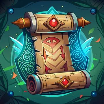 Ancient Scroll with Runes Vector Illustrazione stock