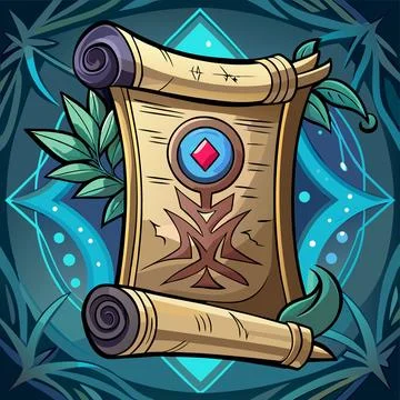 Ancient Scroll with Runes Vector Illustrazione stock