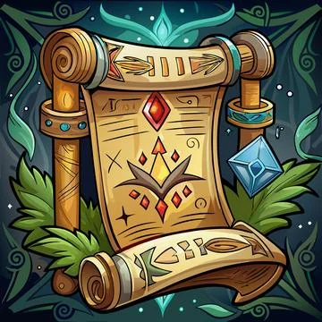 Ancient Scroll with Runes Vector イラスト素材