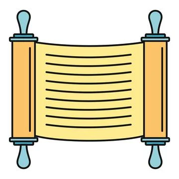 Ancient scroll showing old document and religious text Illustrazione stock