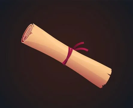 Ancient scroll tied with red ribbon. Vector illustration Stock Illustration