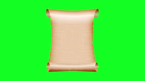 Ancient Scroll Unrolls Green Screen Chromakey Animation: Vintage Paper Disp.. Stock Footage 334241947