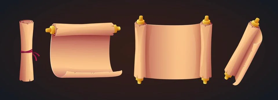 Ancient scrolls in different styles. Vector illustration Stock Illustration