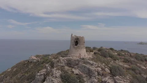 Ancient Seaside Tower Sardinia Video stock 112872551