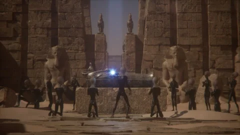 Ancient secrets unfold as aliens perform magical rituals Stock Footage 292500477