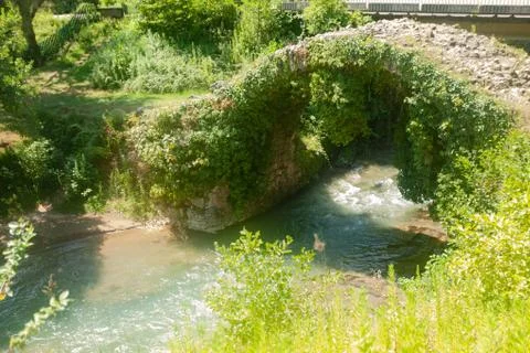 Ancient semicircular stone bridge Stock Photos