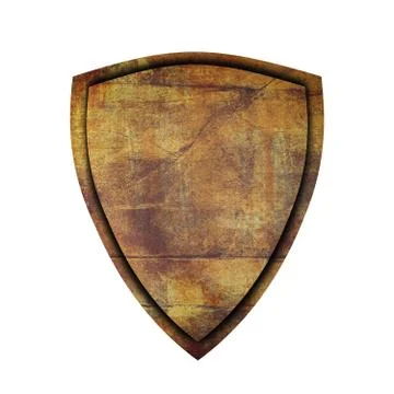 Ancient shield on isolated white background. Concept shield for game,card or  Stock Illustration