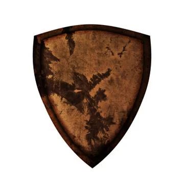 Ancient shield on isolated white background. Concept shield for game,card or  Stock Illustration