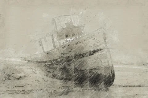 Ancient ship sketch Stock Illustration