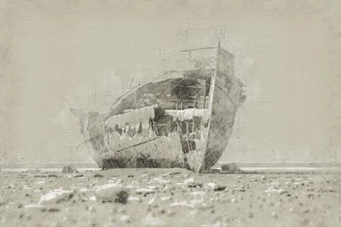 Ancient ship sketch Stock Illustration