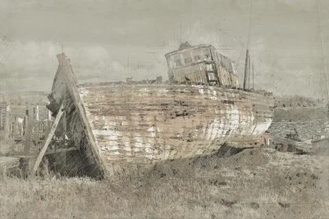 Ancient ship sketch Stock Illustration