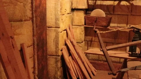 Ancient shipwright naval construction workshop shipyard shipbuilding tools Video stock 117178058