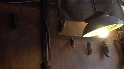 An ancient shoemaker's workshop Stock Footage 264161727