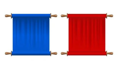 Ancient silk scroll set vector illustration isolated on white イラスト素材